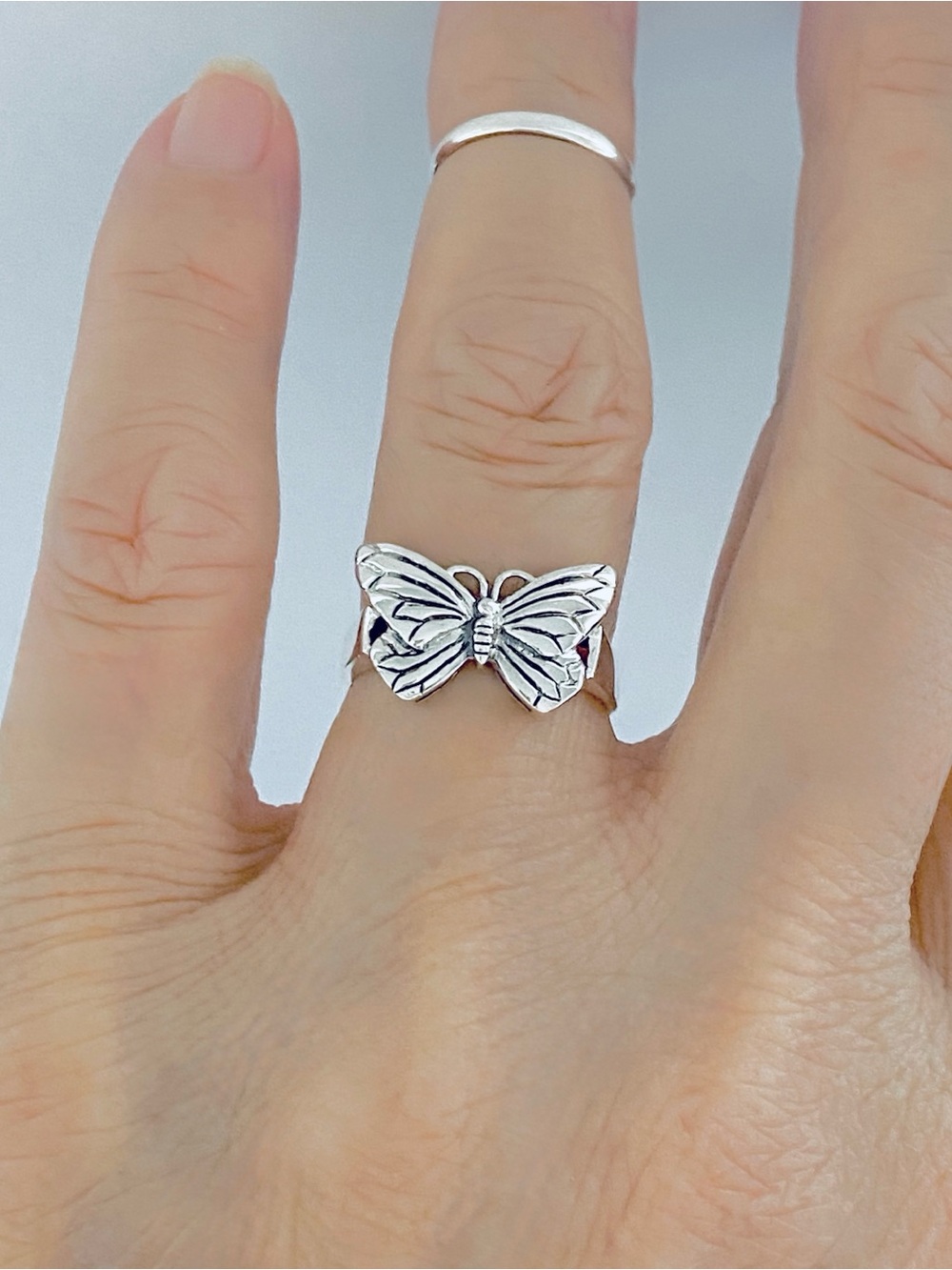 Sterling Silver Butterfly Ring, Spirit Ring, Boho